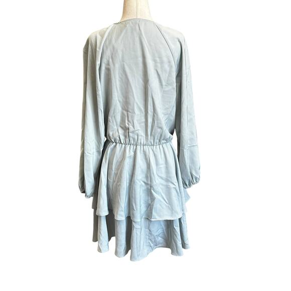 Alexia Admor Blue Tiered Mini Blouson Dress Women's Size 8 | 71-3-3 - Picture 2 of 6
